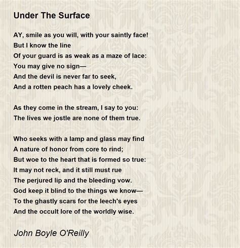 Under The Surface by John Boyle O'Reilly - Under The Surface Poem