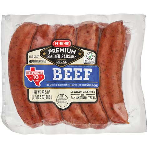 H-E-B Premium Beef Smoked Sausage Links - Texas-Size Pack - Shop ...