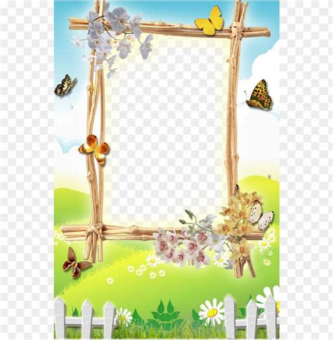 Children Frame With Flower And Butterfly - Children Picture Frame PNG Transparent With Clear ...