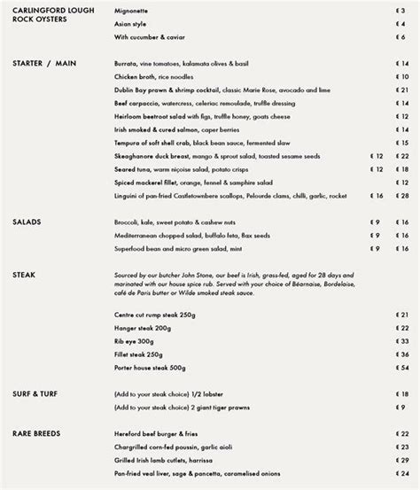 Wilde Menu, Menu for Wilde, South City East, Dublin - Zomato Ireland