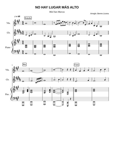 No hay lugar más alto sheet music for Violin, Clarinet, Piano download free in PDF or MIDI