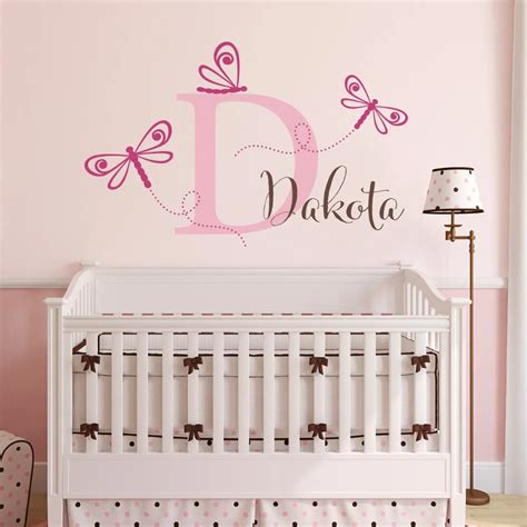 Dragonfly Wall Decals With Personalized Girls Name Little Cute Wall ...