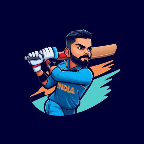 Premium Vector | Cartoon of virat kohli' illustration of 'virat kohli'