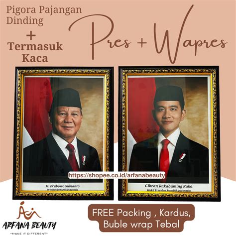 Jual Gambar Foto Poster Presiden Dan Wakil Indonesia Prabowo Gibran Terbaru 2024 Bingkai 29X39 ...