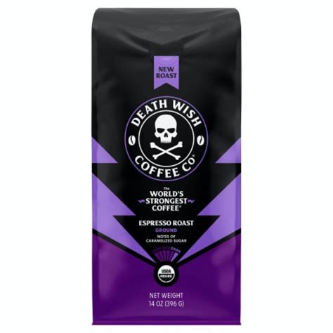 Death Wish Coffee Cofee Ground Espresso Roast Organic 14 Oz, Case of 6 - 14 OZ each - Food 4 Less