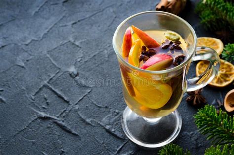 Hot Christmas Mulled Wine or Gluhwein with Spices Stock Image - Image of cider, citrus: 163700321