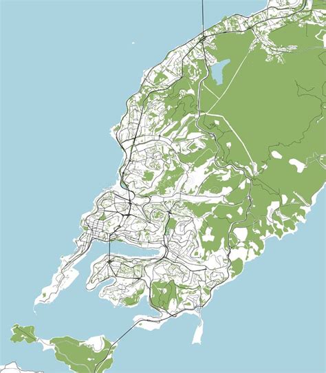 Map of the City of Vladivostok, Russia Stock Illustration - Illustration of geographical, island ...