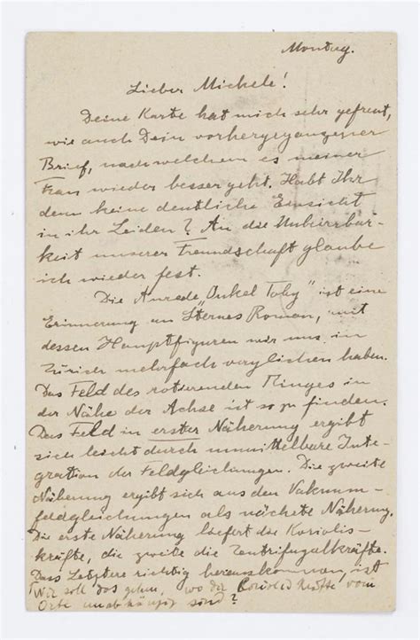 Autograph letter, in German, signed, to Michele Besso (1873-1955 ...