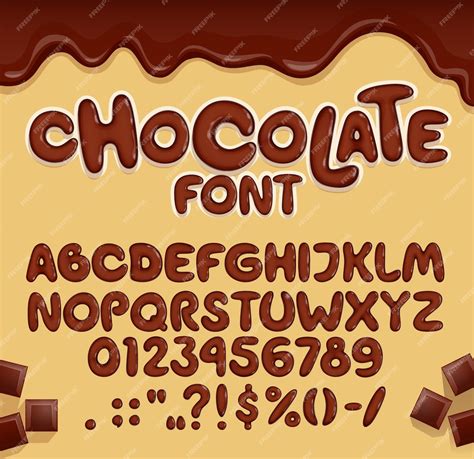 Premium Vector | Chocolate font candy type brown choco typeface tasty english alphabet letters ...