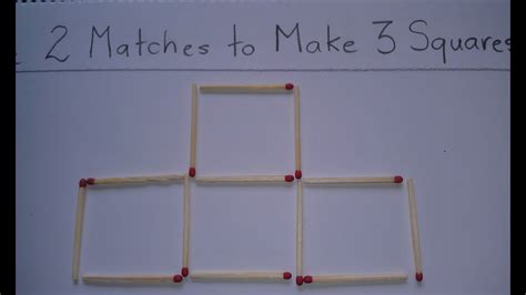 How to Solve the Match Stick Puzzle - Move 2 Matches to Make 3 Squares - Plus Solution - YouTube