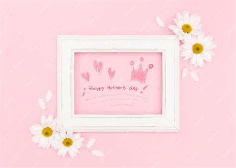 Premium PSD | Happy mother's day frame with chamomile