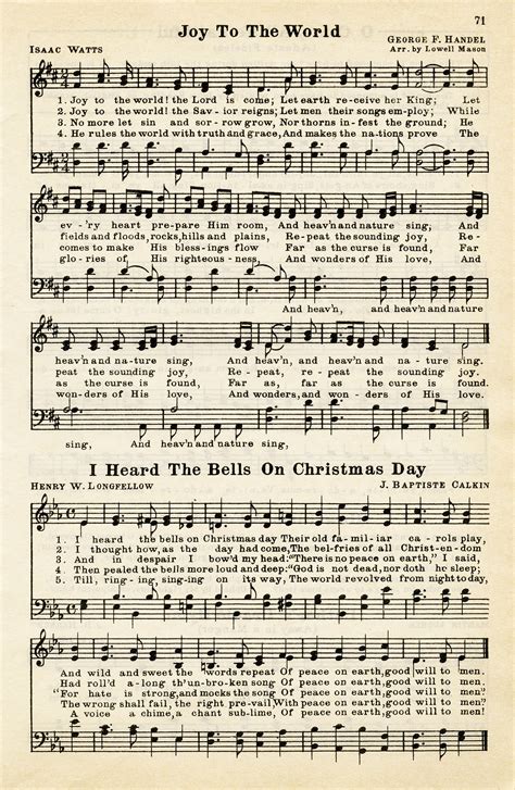 joy to the world, heard the bells on christmas day, vintage sheet music ...