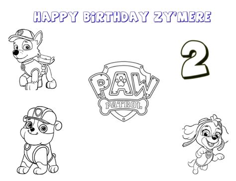 Paw Patrol CHILDREN BIRTHDAY COLORING SHEET ( Template | PosterMyWall