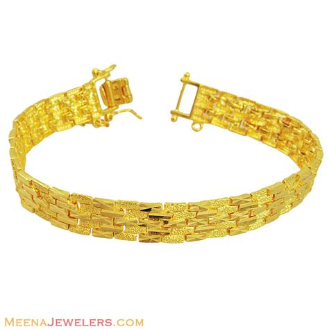 22k Gold Mens Bracelet - BrMs12194 - 22K yellow gold designer bracelet ...