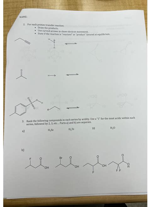 Solved NAME:2. ﻿For each proton-transfer reaction:Draw the | Chegg.com