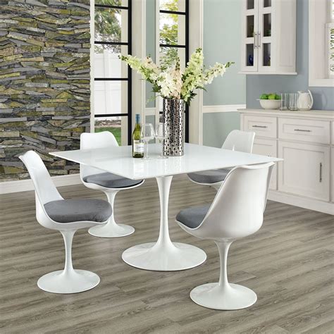 Lippa 47" Square Wood Top Dining Table in White - Hyme Furniture