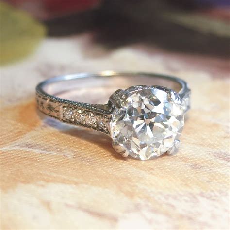 Perfect 1.98ct t.w. Vintage Old European Cushion Cut Diamond Filigree ...