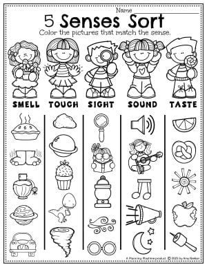 5 Senses Worksheets for Preschoolers - Planning Playtime