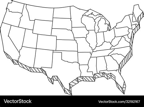 Usa map sketch tourist united states america Vector Image