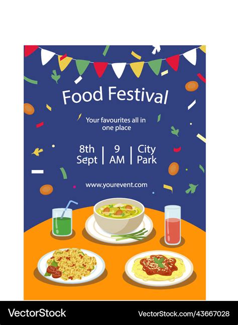 Hand drawn food festival poster design Royalty Free Vector