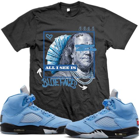 Jordan Retro 5 UNC University Blue 5s : Sneaker Shirt to Match BLUE ...