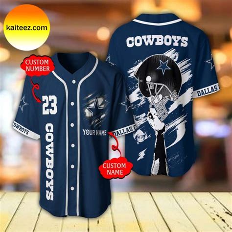 Dallas Cowboys Logo In Blue and Black Baseball Jersey - Kaiteez