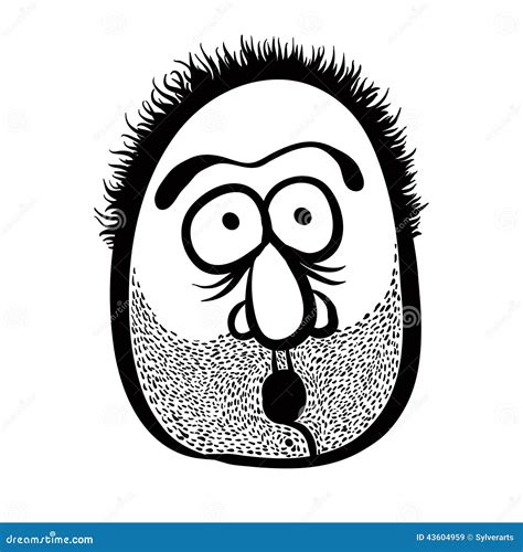 Funny Cartoon Face With Stubble, Black And White Lines Vector Il | CartoonDealer.com #43604959