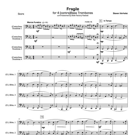 Fragile – (Contra)Bass Trombone Quartet – Steven Verhelst