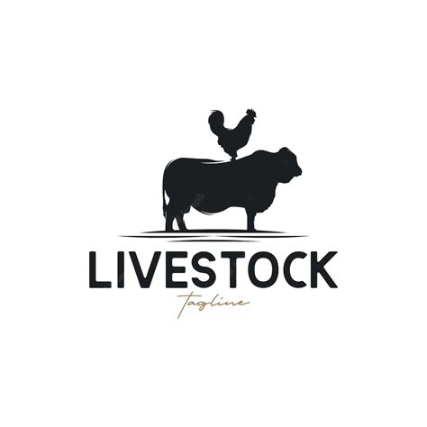 Premium Vector | Livestock vintage logo with cow and chicken illustration logo design