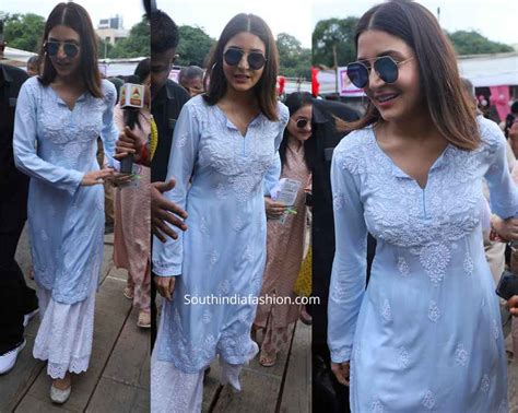 Anushka Sharma in a chikankari kurta palazzo suit – South India Fashion