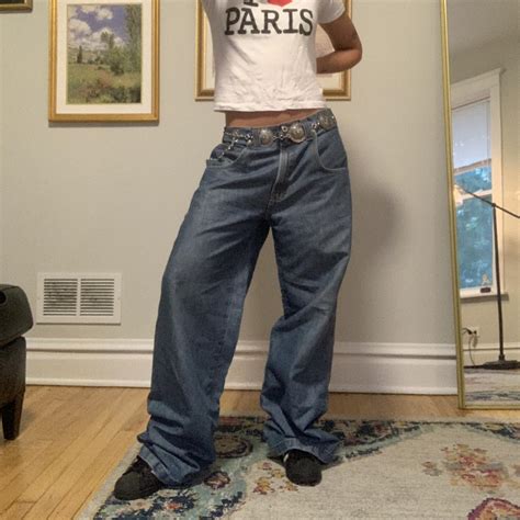 Wide leg baggy 2000s jeans. JNCO dupes!! By Arizona... - Depop