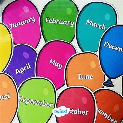 FREE Months of the Year on Balloons. | Classroom birthday, Months in a ...