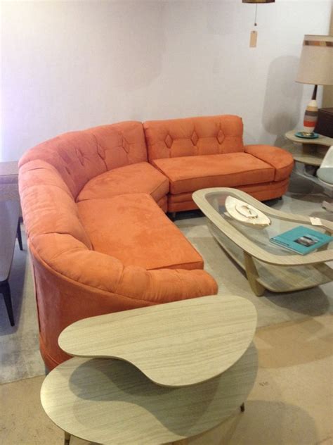 Hold for Dani Midcentury Modern Orange sectional sofa curved