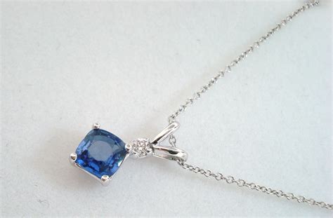 Sapphire Pendant Cushion Cut Ceylon Blue Sapphire & Diamond - Etsy