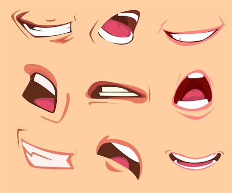 Cartoon mouth expressions set Vector | Premium Download