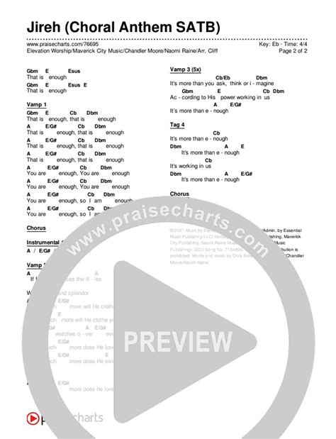 Jireh (Choral Anthem SATB) Chords PDF (Elevation Worship / Maverick City Music / Chandler Moore ...