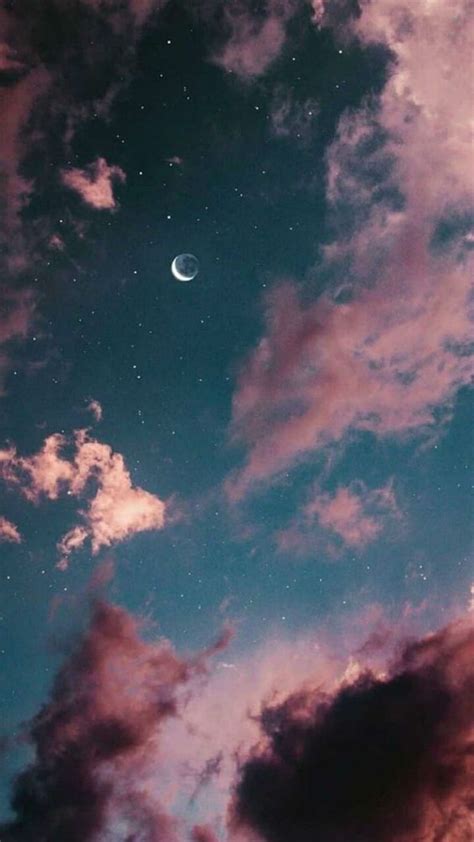 1920x1080px, 1080P free download | Crescent night, moon, crescent, pink, clouds, night, stars ...