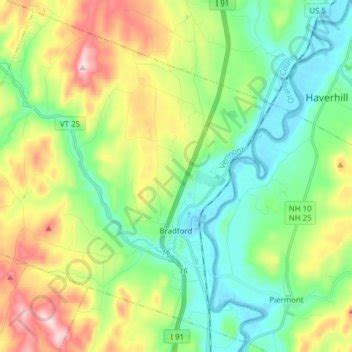 Bradford topographic map, elevation, terrain