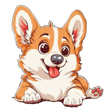 Cute Corgi Dog Smiling Over Wall Cartoon, Corgi, Dog, Cute PNG Transparent Image and Clipart for ...