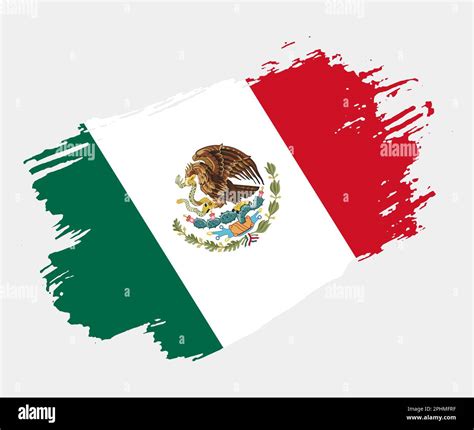 Artistic grunge brush flag of Mexico isolated on white background. Elegant texture of national ...