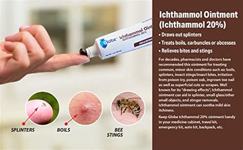 Globe Ichthammol Ointment 20% (Drawing Salve) 1 OZ - Soothing Skin Relief, Treatment of Eczema ...