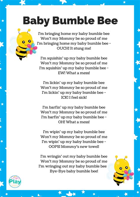 Baby Bumble Bee Song: Activities and Lessons - Craft Play Learn