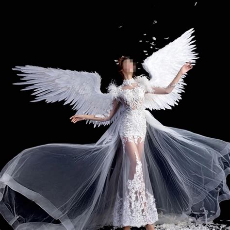 Costumed beautiful white angel feather wings for wedding Photography Display Party wedding ...