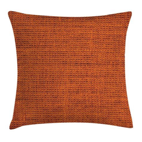 Orange Decor Throw Pillow Cushion Cover by , Faded Burlap Texture Background of Macro Thick ...