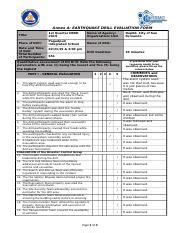 1stNSED2019-PIS.docx - Annex A: EARTHQUAKE DRILL EVALUATION FORM Title ...