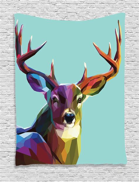 Modern Style Image Deer Abstract Triangle Retro Art Print Wall Hanging ...