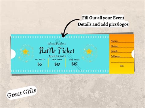 Editable Raffle Ticket Template Diy Ticket Custom Ticket | Etsy
