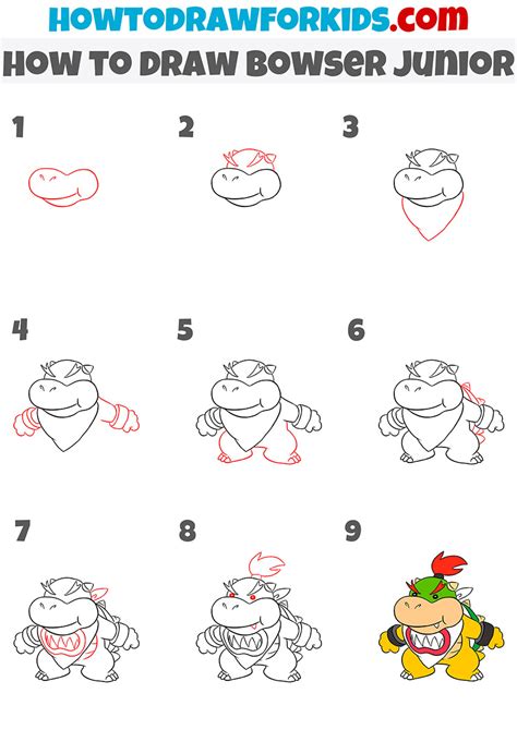 How To Draw Bowser Jr Super Mario Games Sketchok Easy Drawing Guides | Hot Sex Picture