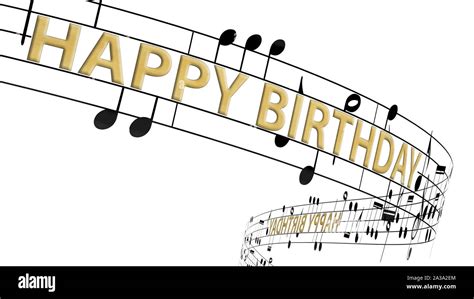 Music notes flowing with message happy birthday in gold color, seamless animation Stock Photo ...