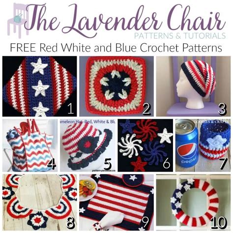 Red White and Blue Crochet Patterns II - The Lavender Chair